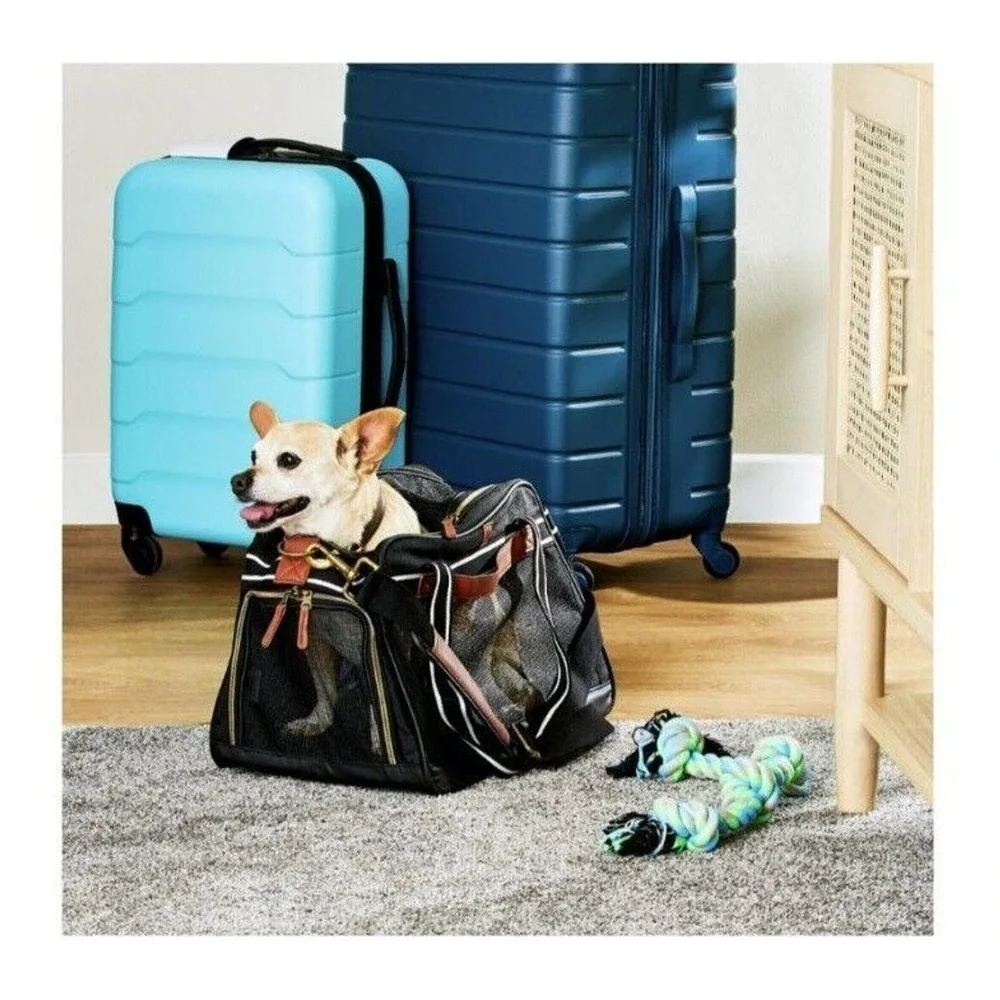 Vibrant Life Small Travel Pet Carrier Bag (Black & Tan) 17